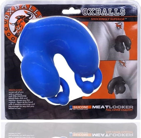 OxBalls Meatlocker Chastity Sheath Police Blue Premium Control Device - Male Chastity