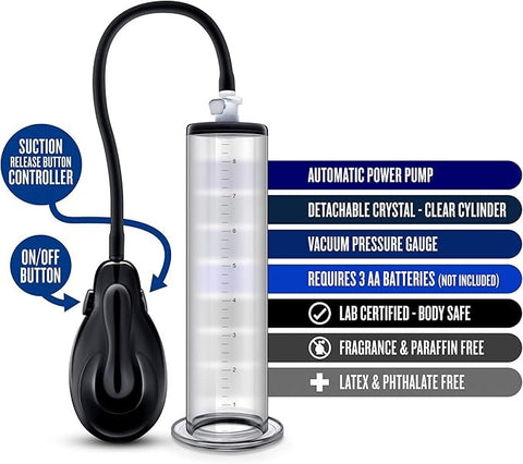 Blush Novelties Performance VX9 Auto Penis Pump Clear Automatic Enhancement - Penis Pumps And Stretchers