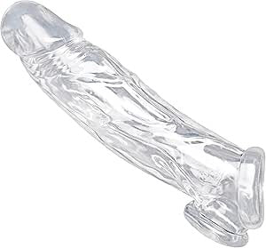 XR Brands Size Matters Realistic Clear Penis Enhancer and Ball Stretcher Dual Enhancement - - Penis Sleeves and Extenders