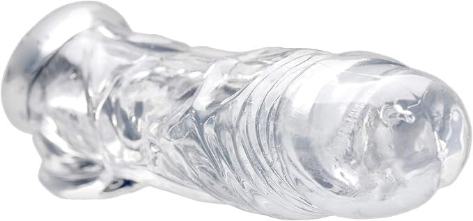 XR Brands Size Matters Realistic Clear Penis Enhancer and Ball Stretcher Dual Enhancement - - Penis Sleeves and Extenders