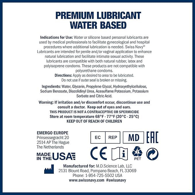 Swiss Navy Water Based Adult Lubricant 3.8L Gel to Liquid Formula - - Water Based Lubes