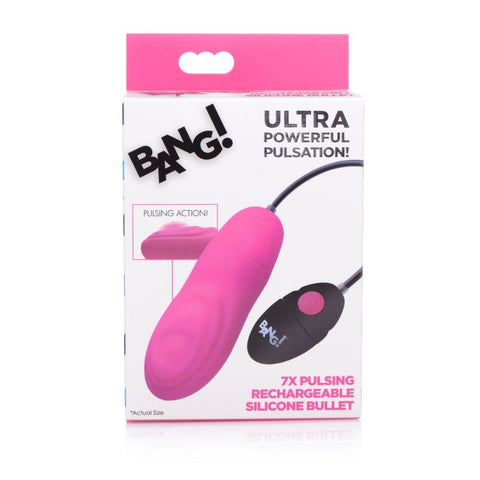 XR Brands Bang 7X Pulsing Rechargeable Vibrating Bullet Vibrator Remote Control - Bullet Vibrators