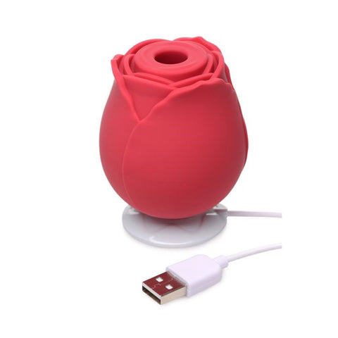 XR Brands Bloomgasm 10X Wild Rose Silicone Clitoral Suction Stimulator Rose Design - Clit Ticklers and Pulsators