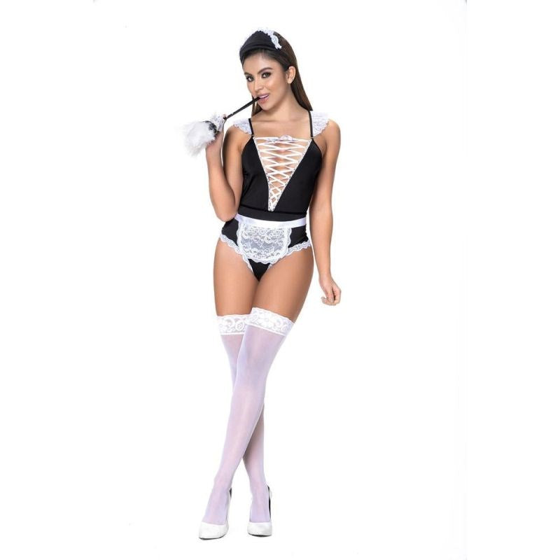 Mapale French Maid 3 Piece Sex Women Costume Set with Hook Eye Crotch - Fancy Dress Ups