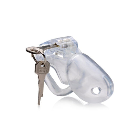 XR Brands Master Series Clear Captor Male Chastity Cage with Lock - Male Chastity