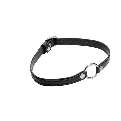 XR Brands Master Series Sex Pet Leather Choker BDSM Collar With Silver Ring - Collars and Leads