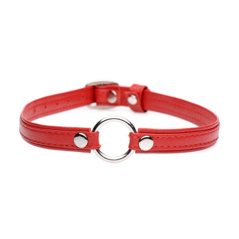 XR Brands Master Series Sex Pet Leather Choker BDSM Collar With Silver Ring - Collars and Leads