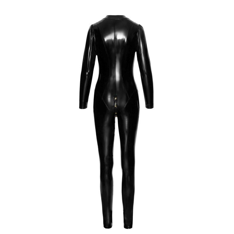 Noir Handmade Long Button Up PVC Overall Women Dress Black Premium Fetish Wear - Her Fetish