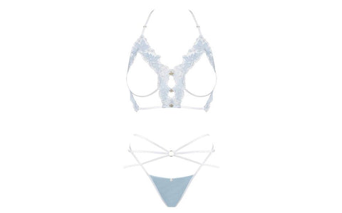 Obsessive Deilana 2 Piece Bra and Panty Set with Golden Stone Accents - Bras and Bra Sets