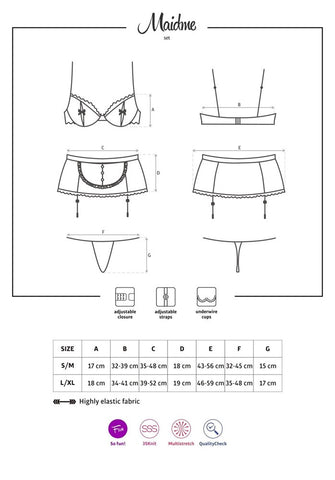 Obsessive Maidme 5 Piece Women Costume Set with Underwire Bra Support - Fancy Dress Ups