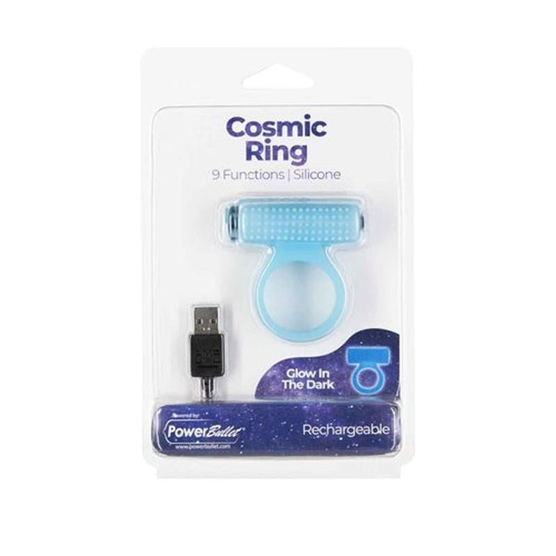 BMS Factory Power Bullet Cosmic Vibrating Cock Ring with Bullet USB Rechargeable - - Vibrating Cock Rings