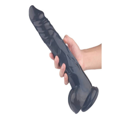 S Hande King Kong Realistic Dong With Balls Black Suction Cup Base - - Realistic Dildos