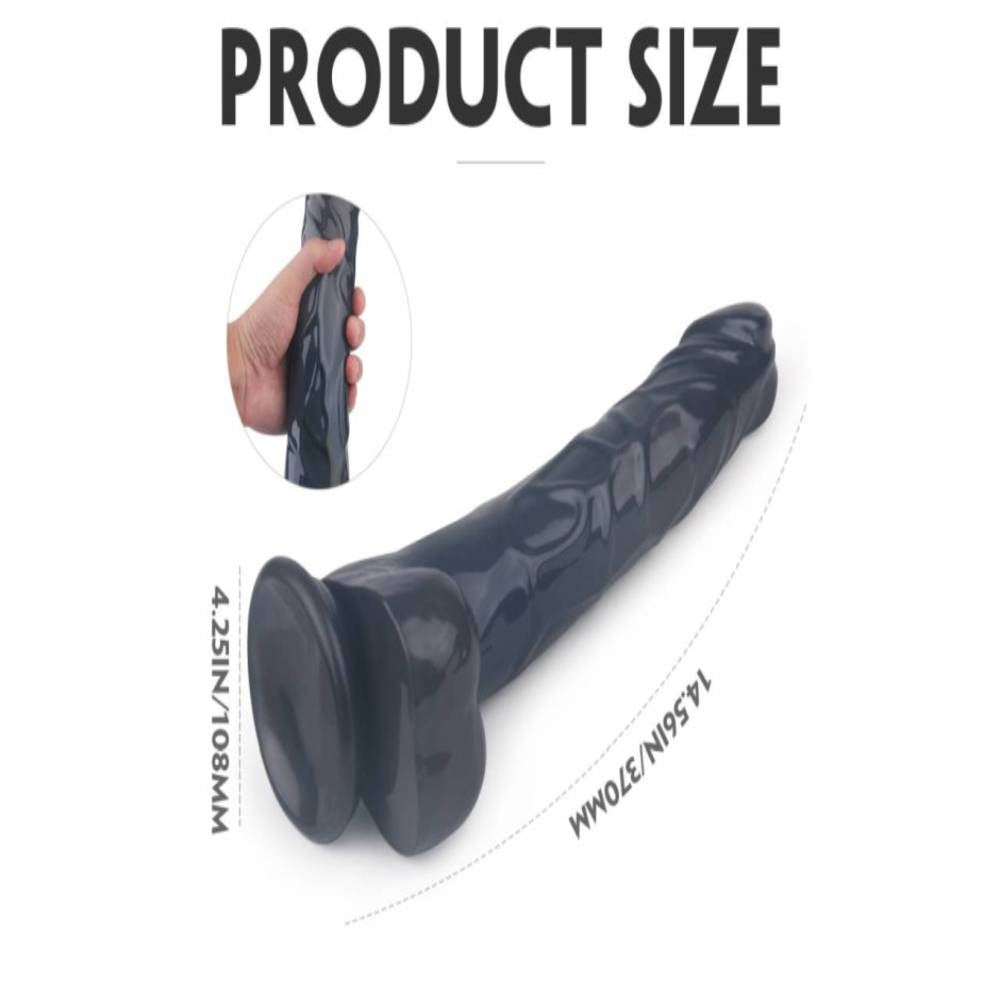 S Hande King Kong Realistic Dong With Balls Black Suction Cup Base - - Realistic Dildos