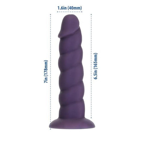 BMS Factory Addiction Unicorn Realistic Dildo 7 Inch Purple with Suction Cup - Realistic Dildos