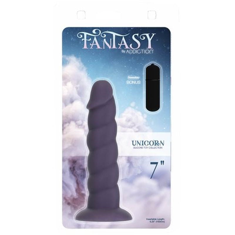 BMS Factory Addiction Unicorn Realistic Dildo 7 Inch Purple with Suction Cup - - Realistic Dildos