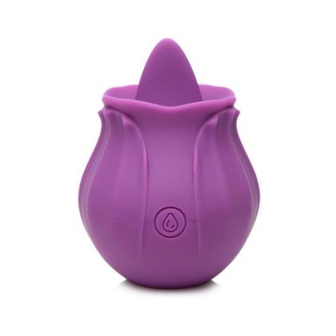 XR Brands Bloomgasm Wild Violet 10X Licking Clitoral Vibrator with Tongue - Clit Ticklers and Pulsators