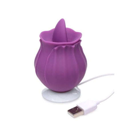XR Brands Bloomgasm Wild Violet 10X Licking Clitoral Vibrator with Tongue - Clit Ticklers and Pulsators