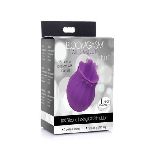 XR Brands Bloomgasm Wild Violet 10X Licking Clitoral Vibrator with Tongue - - Clit Ticklers and Pulsators
