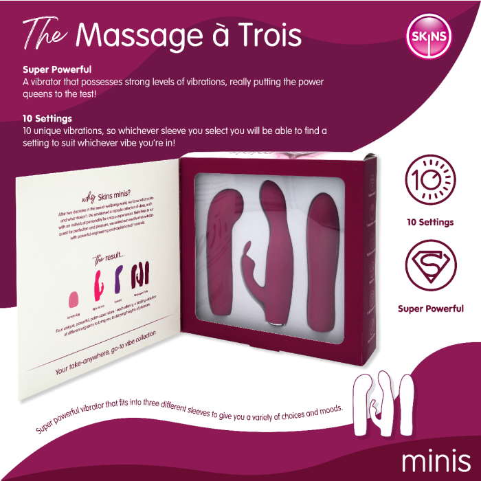 Skins Touch Skins Minis Massage A Trois Sex Toy Set Bullet Vibrator - - Sex Kits