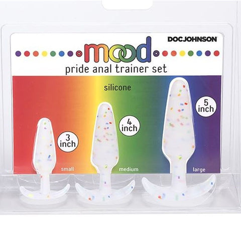 Doc Johnson Pride Silicone Anal Trainer Set Premium Rainbow Silicone - Butt Plugs