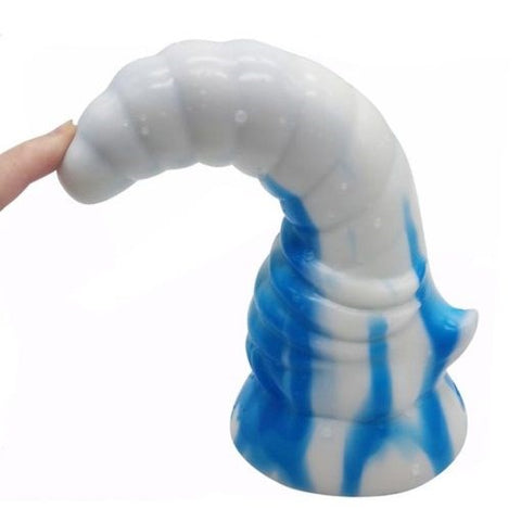 FAAK Bull Horn Anal Dildo Blue / White Horn Curved Design for Anal Play - Anal Dildos