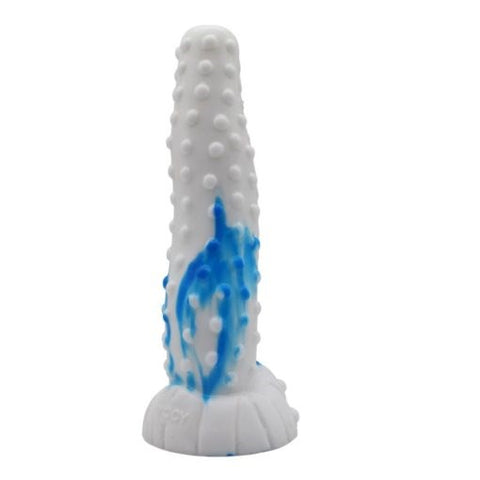 FAAK Tiger Silicone Dildo Blue White with Textured Studs for Penetration - Anal Dildos