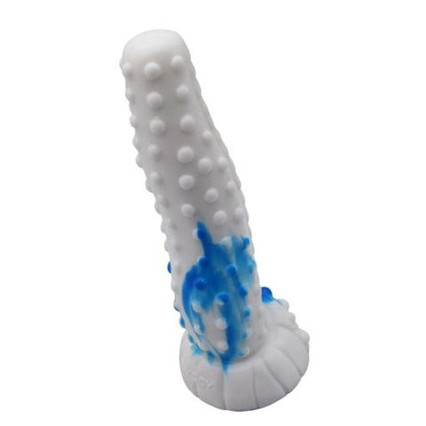 FAAK Tiger Silicone Dildo Blue White with Textured Studs for Penetration - Anal Dildos