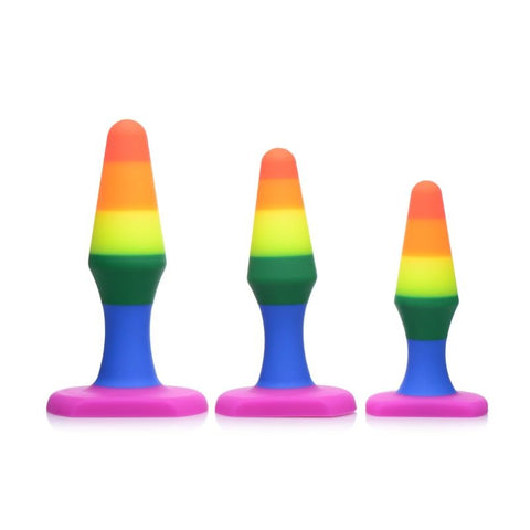 XR Brands Frisky Rainbow Ready Anal Trainer Set Progressive Size Training - Butt Plugs