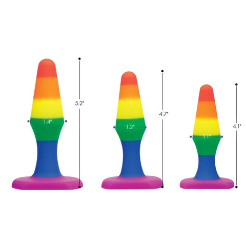 XR Brands Frisky Rainbow Ready Anal Trainer Set Progressive Size Training - Butt Plugs