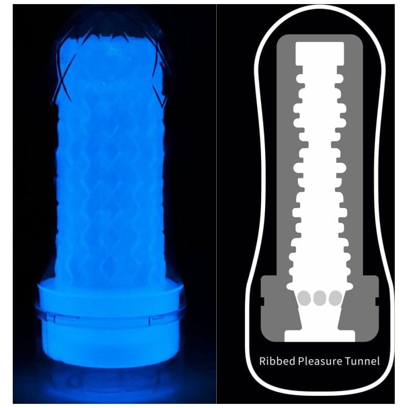 Lovetoy Lumino Play Male Ribbed Masturbator Glow in Dark TPE - - Masturbators and Strokers