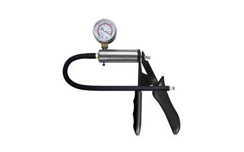 Shots Toys LuvPump Brass Pistol Penis Pump with Gauge & Hose Premium Brass - Penis Pumps And Stretchers