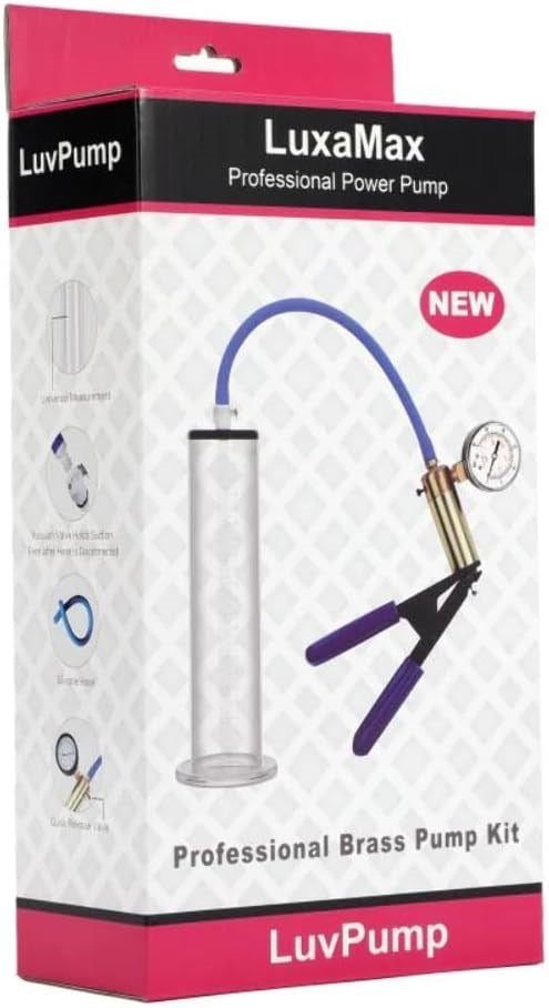 Shots Toys LuvPump LuxaMax Brass Handle Penis Pump Set With Gauge Enhancement - - Penis Pumps And Stretchers