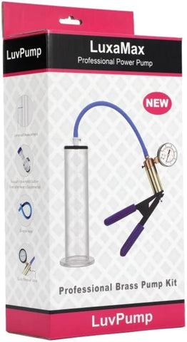 Shots Toys LuvPump LuxaMax Brass Handle Penis Pump Set With Gauge Enhancement - Penis Pumps And Stretchers