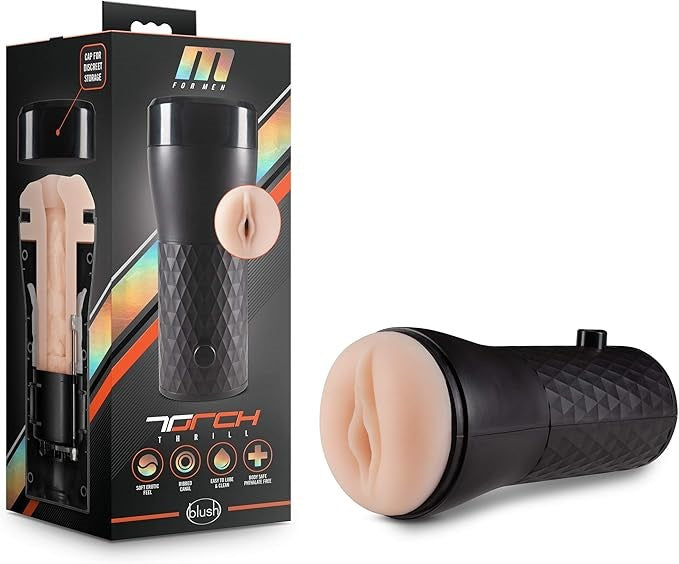 Blush Novelties M for Men Torch Thrill Mens Masturbator Vanilla TPE - Masturbators and Strokers