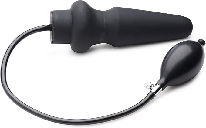 XR Brands Master Series Ass Pand Large Inflatable Silicone Butt Plug Black - - Butt Plugs