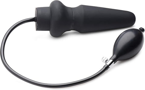XR Brands Master Series Ass Pand Large Inflatable Silicone Butt Plug Black - Butt Plugs