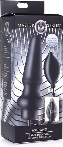 XR Brands Master Series Ass Pand Large Inflatable Silicone Butt Plug Black - Butt Plugs