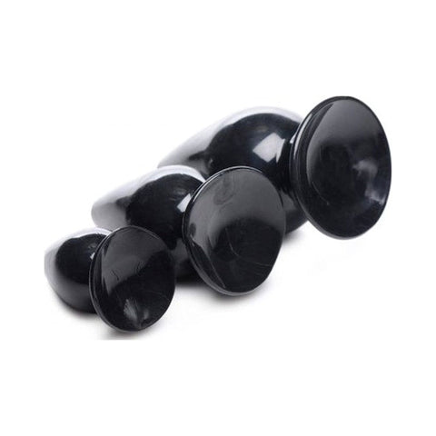 XR Brands Master Series Triple Cones Anal Plug Set Black 3 Piece Graduated - Butt Plugs