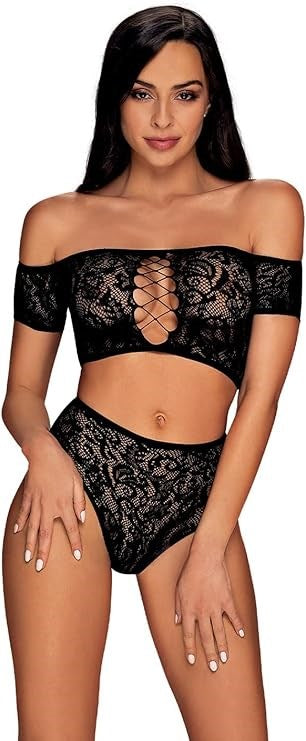 Obsessive Inessita Bra & Panty Set 2 Piece Sheer Lingerie with Cutouts - - Bras and Bra Sets