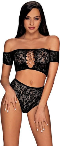 Obsessive Inessita Bra & Panty Set 2 Piece Sheer Lingerie with Cutouts - Bras and Bra Sets