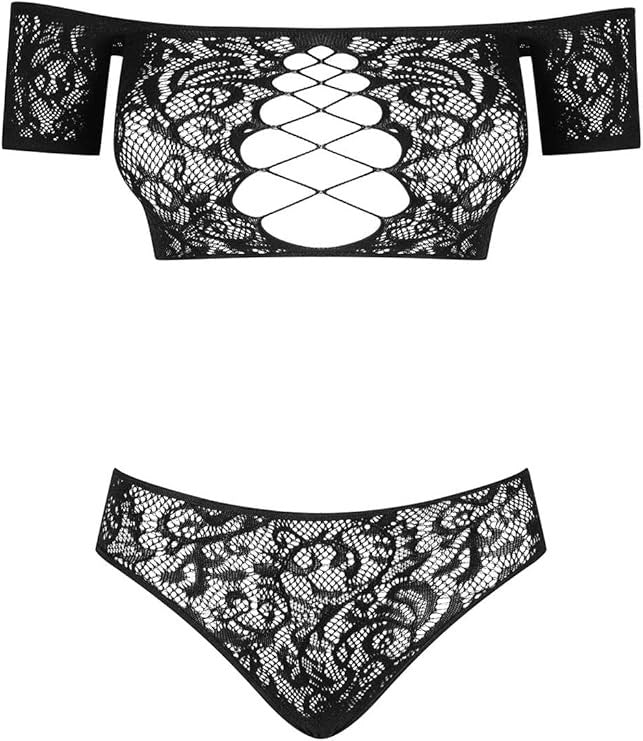 Obsessive Inessita Bra & Panty Set 2 Piece Sheer Lingerie with Cutouts - - Bras and Bra Sets