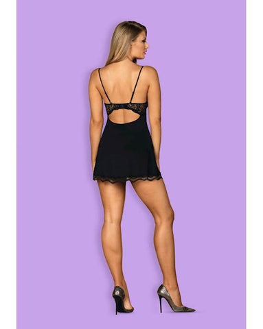 Obsessive Luvae Babydoll Lingerie Black with Underwired Cups and Thong - BabyDolls And Chemises