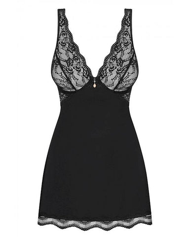 Obsessive Luvae Babydoll Lingerie Black with Underwired Cups and Thong - BabyDolls And Chemises