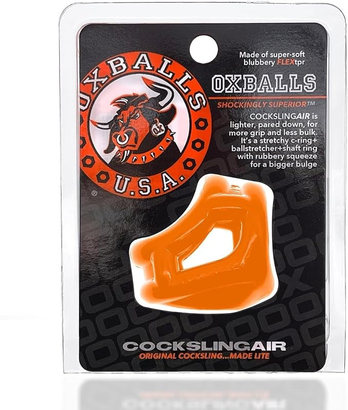 OxBalls Original Lite Cocksling Air Orange Three Ring Cock Ring - - Ball and Cock Toys