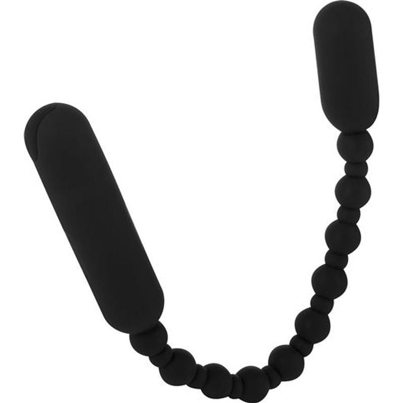 BMS Factory PowerBullet Rechargeable Booty Beads Black Vibrating Anal Beads - - Anal Beads and Balls