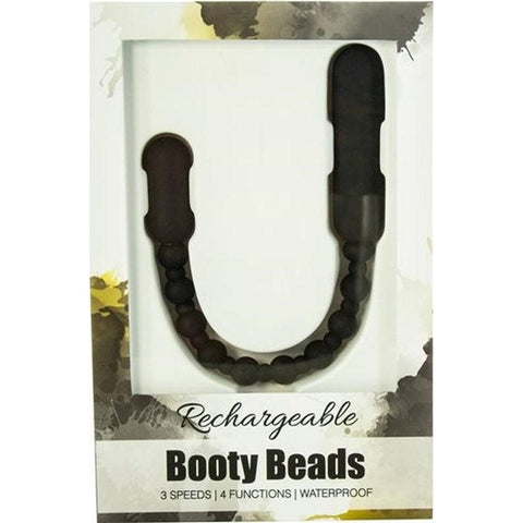 BMS Factory PowerBullet Rechargeable Booty Beads Black Vibrating Anal Beads - Anal Beads and Balls