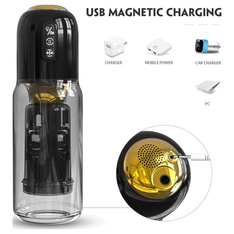 S Hande Owen Auto Sucking Rotating Mens Stroker Voice Control Triple Action - - Masturbators and Strokers