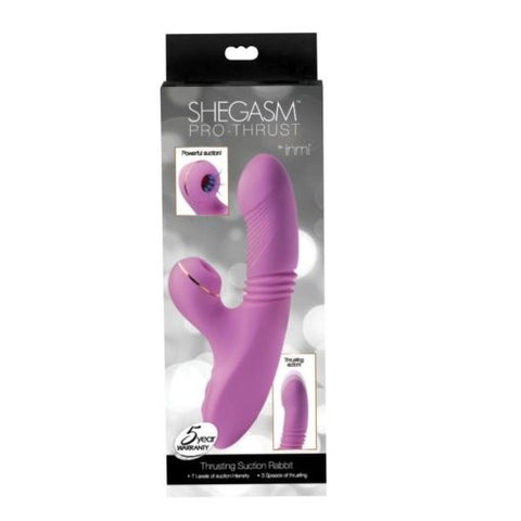 XR Brands Shegasm Pro Thrust Rabbit Vibrator Mauve with Dual Stimulation - Rabbit Vibrators