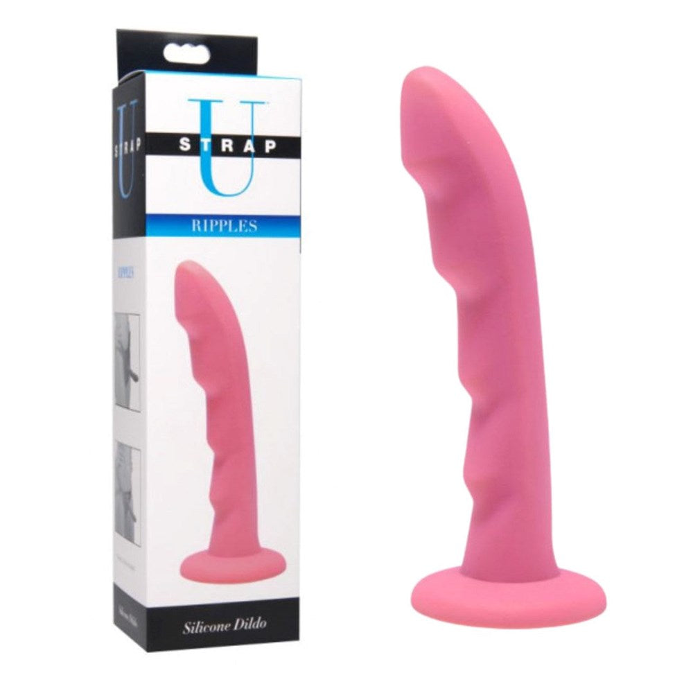 XR Brands Strap U Ripples Realistic Silicone Dildo 6 Inch with Curved Design - - Realistic Dildos