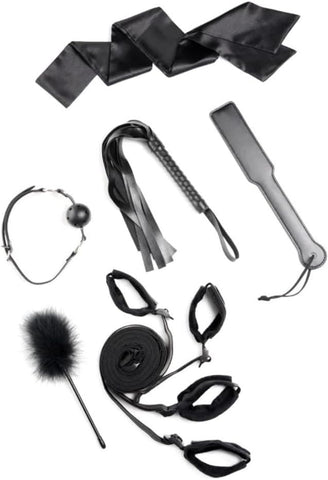 XR Brands Strict Bed Restraint Bondage Kit Black Complete BDSM System - Bondage Kits